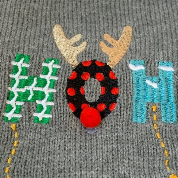 Christmas Dog Sweater Holiday HO HO HO Snowflake Santa Jingle Bell Fab Dog Sz M - Picture 7 of 13